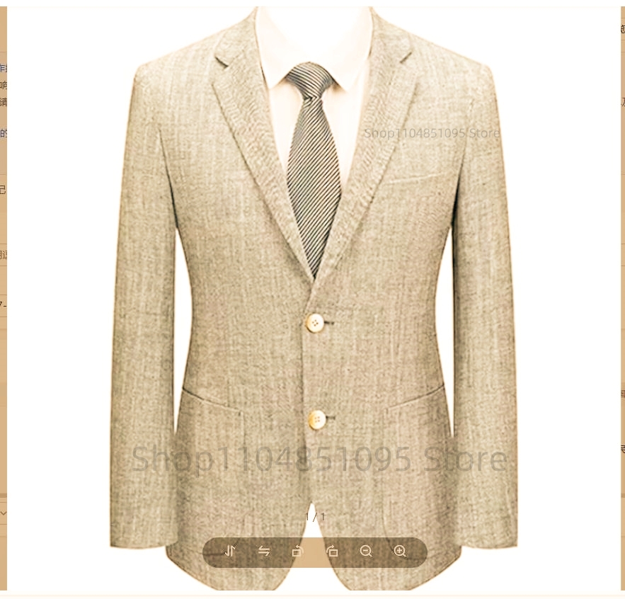 Men Formal Wear Blue - Erkek Slim Fit Keten Takım Elbise