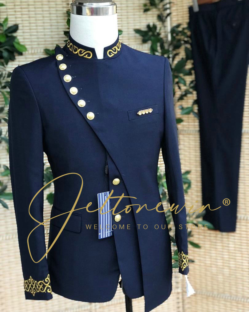 Altın İşlemeli ve Asimetrik Ya - Men Formal Wear Blue incelemesi ve fiyatı