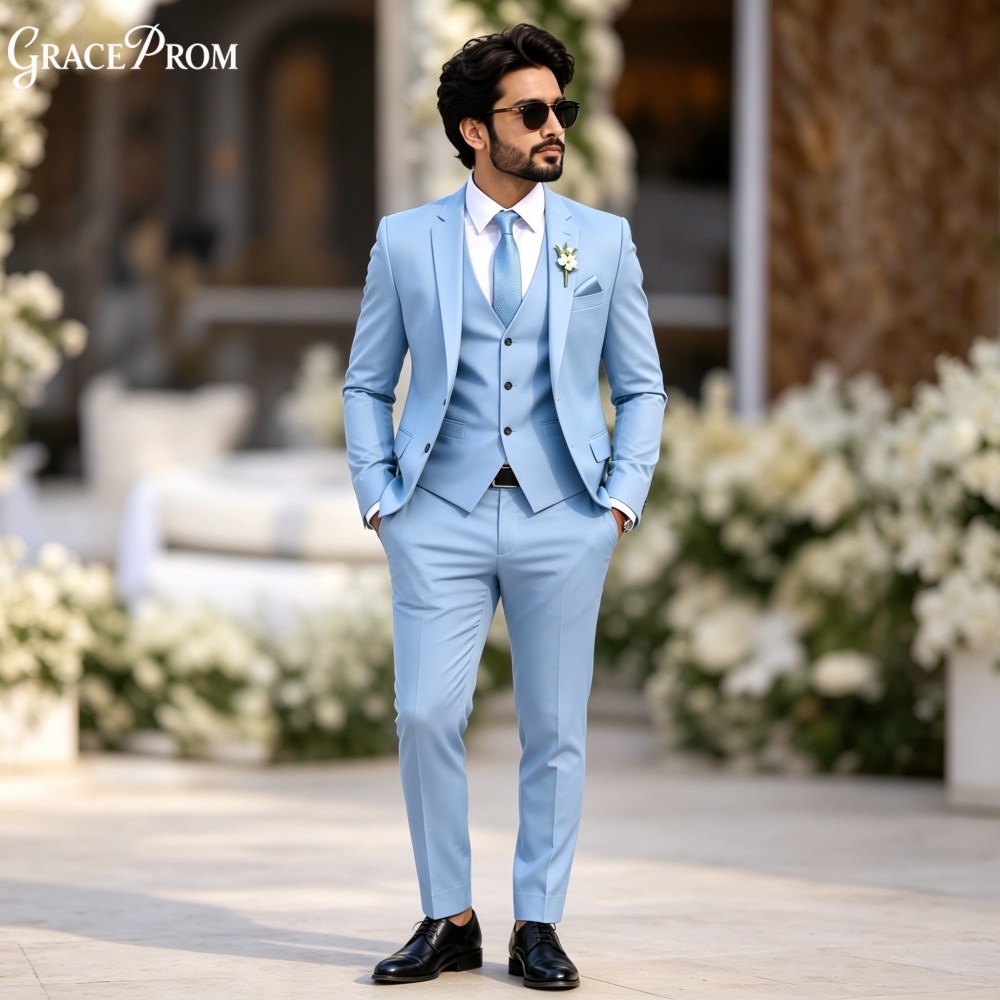 Şık Açık Gökyüzü Mavisi 3 Parç - Men'S Formal Evening Wear incelemesi ve fiyatı