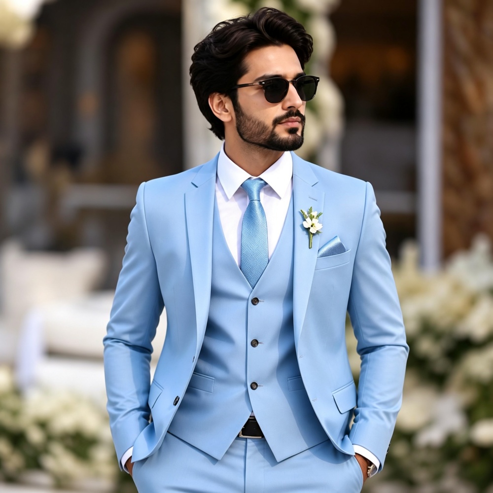 Şık Açık Gökyüzü Mavisi 3 Parç - Men'S Formal Evening Wear incelemesi ve fiyatı