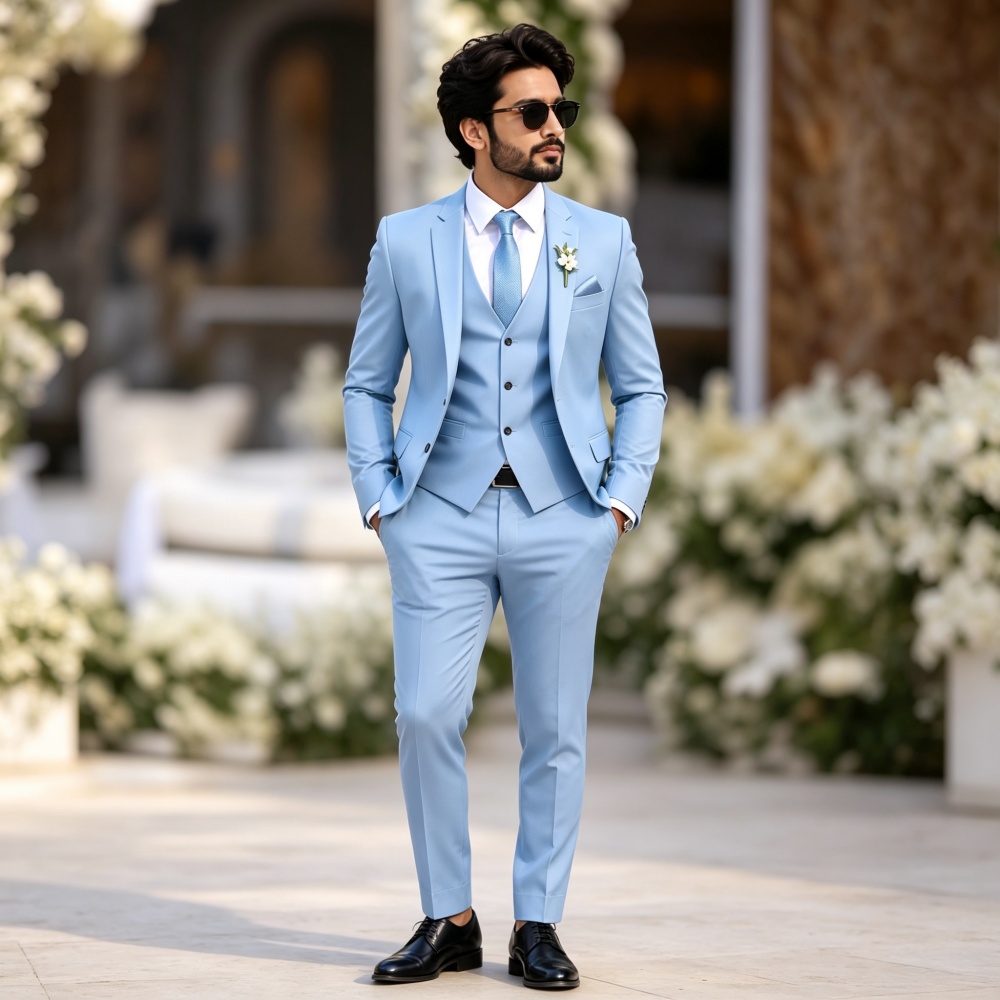 Şık Açık Gökyüzü Mavisi 3 Parç - Men'S Formal Evening Wear incelemesi ve fiyatı