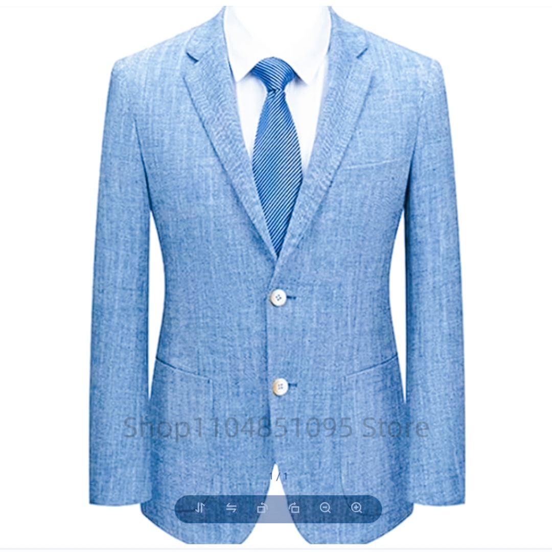 Erkek Slim Fit Keten Takım Elb - Men Formal Wear Blue incelemesi ve fiyatı